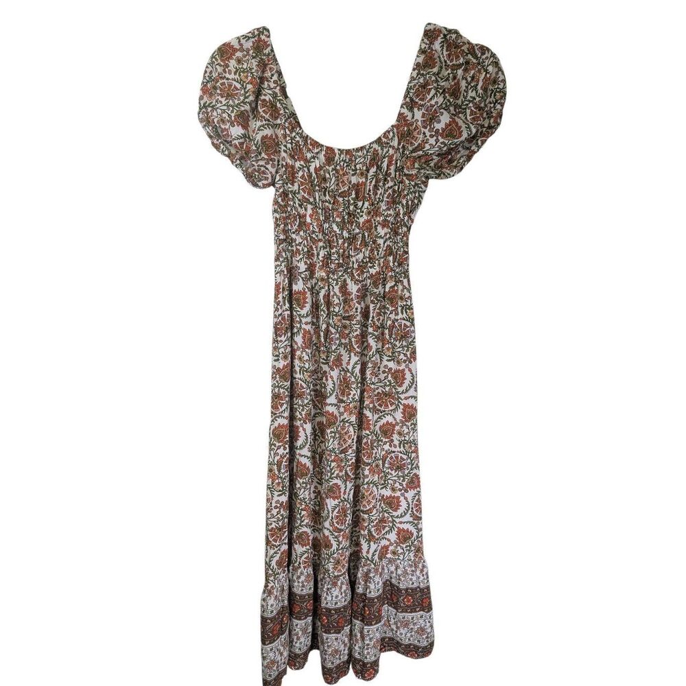 No Comment Floral Smocked Puff Sleeve Maxi Dress L